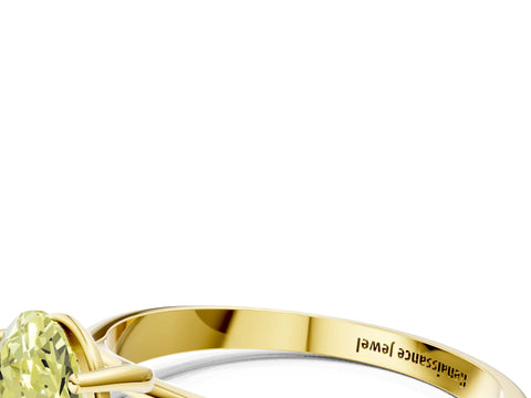 Yellow gold Fancy Yellow Oval Cut Solitaire Engagement Ring with Tapered Band and Four-Prong Setting_3