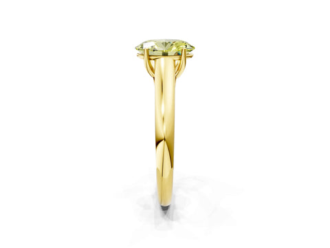 Yellow gold Fancy Yellow Oval Cut Solitaire Engagement Ring with Tapered Band and Four-Prong Setting_5