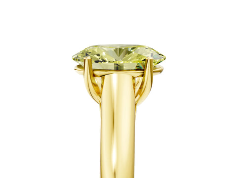 Yellow gold Fancy Yellow Oval Cut Solitaire Engagement Ring with Tapered Band and Four-Prong Setting_8