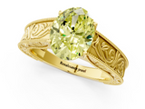 Yellow gold Fancy Yellow Oval  Cut Solitaire Engraved Band with Four-Prong Setting_63