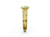 Yellow gold Fancy Yellow Oval  Cut Solitaire Engraved Band with Four-Prong Setting_64