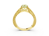 Yellow gold Fancy Yellow Oval  Cut Solitaire Engraved Band with Four-Prong Setting_65