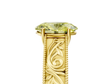 Yellow gold Fancy Yellow Oval  Cut Solitaire Engraved Band with Four-Prong Setting_67