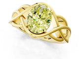 Yellow gold Fancy Yellow Oval Cut Solitaire Intertwined Band Prong Setting Ring_1