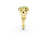 Yellow gold Fancy Yellow Oval Cut Solitaire Intertwined Band Prong Setting Ring_2
