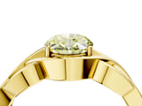 Yellow gold Fancy Yellow Oval Cut Solitaire Intertwined Band Prong Setting Ring_4
