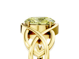 Yellow gold Fancy Yellow Oval Cut Solitaire Intertwined Band Prong Setting Ring_5