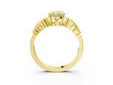 Yellow gold Fancy Yellow Oval Cut Solitaire Milgrain Leaf Band with Prong Setting_3