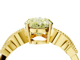 Yellow gold Fancy Yellow Oval Cut Solitaire Milgrain Leaf Band with Prong Setting_4