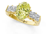 Yellow gold Fancy Yellow Oval Cut Solitaire Princess Side Stone Engraved Band Prong Setting Ring_1