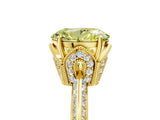 Yellow gold Fancy Yellow Oval Cut Solitaire Split Shank Pave Diamond Engagement Ring with Four-Prong Setting_5
