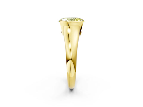 Yellow gold Fancy Yellow Oval Cut Solitaire Tension Set Diamond Ring with Split Shank Band_2