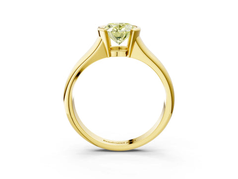 Yellow gold Fancy Yellow Oval Cut Solitaire Tension Set Diamond Ring with Split Shank Band_3