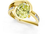 Yellow gold Fancy Yellow Oval Cut Solitaire Tension-Set Diamond Split Shank Ring_1