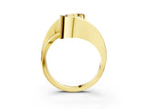 Yellow gold Fancy Yellow Oval Cut Solitaire Tension-Set Diamond Split Shank Ring_3