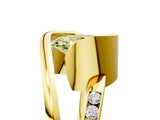 Yellow gold Fancy Yellow Oval Cut Solitaire Tension-Set Diamond Split Shank Ring_5