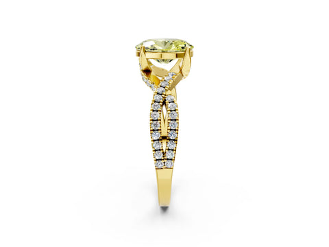 Yellow gold Fancy Yellow Oval Cut Solitaire Twist Pave Diamond Engagement Ring with Prong Setting_2