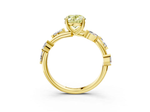 Yellow gold Fancy Yellow Oval Cut Solitaire Twisted Band Marquise Accent Prong Setting Ring_15