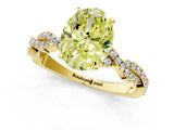 Yellow gold Fancy Yellow Oval Cut Solitaire Twisted Pave Band with Four-Prong Setting_4