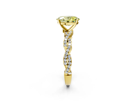 Yellow gold Fancy Yellow Oval Cut Solitaire Twisted Pave Band with Four-Prong Setting_5
