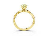 Yellow gold Fancy Yellow Oval Cut Solitaire Twisted Pave Band with Four-Prong Setting_6
