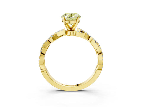 Yellow gold Fancy Yellow Oval Cut Solitaire Twisted Pave Band with Four-Prong Setting_6