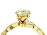Yellow gold Fancy Yellow Oval Cut Solitaire Twisted Pave Band with Four-Prong Setting_7