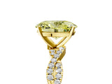 Yellow gold Fancy Yellow Oval Cut Solitaire Twisted Pave Band with Four-Prong Setting_8