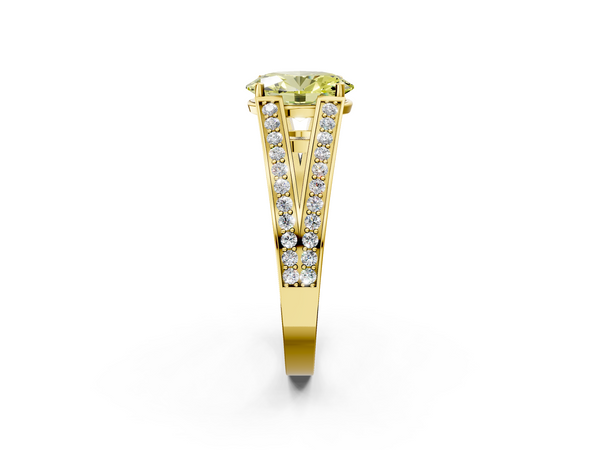 Yellow Gold Oval Pave Split Shank Engagement Ring Setting for Fancy Yellow Center
