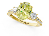 Yellow gold Fancy Yellow Oval  Cut Three-Stone Diamond Pavé Band with Prong Setting_18