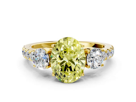 Yellow gold Fancy Yellow Oval  Cut Three-Stone Diamond Pave Band with Prong Setting_37