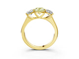 Yellow gold Fancy Yellow Oval Cut Three-Stone Diamond Ring with Prong Setting on a Classic Band_15