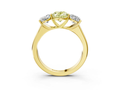 Yellow gold Fancy Yellow Oval Cut Three-Stone Diamond Ring with Prong Setting on a Classic Band_3
