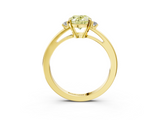 Yellow gold Fancy Yellow Oval  Cut Three-Stone Solitaire Ring with Round Accent Diamonds and Four-Prong Setting_25