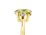 Yellow gold Fancy Yellow Oval  Cut Three-Stone Solitaire Ring with Round Accent Diamonds and Four-Prong Setting_27
