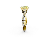 Yellow gold Fancy Yellow Oval  Cut Twist Band Solitaire Diamond Ring with Pavé Setting_5