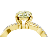 Yellow gold Fancy Yellow Oval  Cut Twist Band Solitaire Diamond Ring with Pavé Setting_7