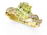 Yellow gold Fancy Yellow Oval  Cut Twisted Pavé Band Solitaire Ring with Four-Prong Setting_56