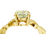 Yellow gold Fancy Yellow Oval  Cut Twisted Pavé Band Solitaire Ring with Four-Prong Setting_59