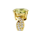 Yellow gold Fancy Yellow Oval  Cut Twisted Pavé Band Solitaire Ring with Four-Prong Setting_60