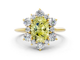 Yellow gold Fancy Yellow Oval  Diamond Cluster Halo Ring with Solitaire Band and Four-Prong Setting_20