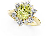 Yellow gold Fancy Yellow Oval  Diamond Cluster Halo Ring with Solitaire Band and Four-Prong Setting_21