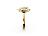 Yellow gold Fancy Yellow Oval  Diamond Cluster Halo Ring with Solitaire Band and Four-Prong Setting_22