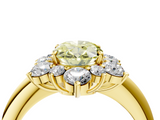 Yellow gold Fancy Yellow Oval  Diamond Cluster Halo Ring with Solitaire Band and Four-Prong Setting_24