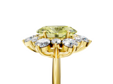 Yellow gold Fancy Yellow Oval  Diamond Cluster Halo Ring with Solitaire Band and Four-Prong Setting_25