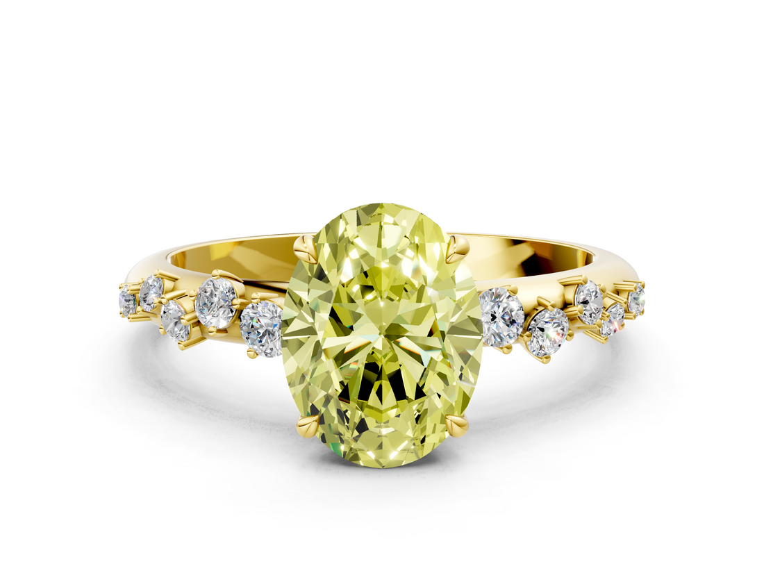Yellow gold Fancy Yellow Oval  Diamond Cluster Prong-Set Solitaire Ring_24