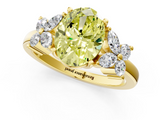Yellow gold Fancy Yellow Oval  Diamond Floral Cluster Ring with Solitaire Band and Prong Setting_52