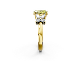 Yellow gold Fancy Yellow Oval  Diamond Floral Cluster Ring with Solitaire Band and Prong Setting_53