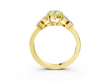 Yellow gold Fancy Yellow Oval  Diamond Floral Cluster Ring with Solitaire Band and Prong Setting_54