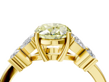 Yellow gold Fancy Yellow Oval  Diamond Floral Cluster Ring with Solitaire Band and Prong Setting_55